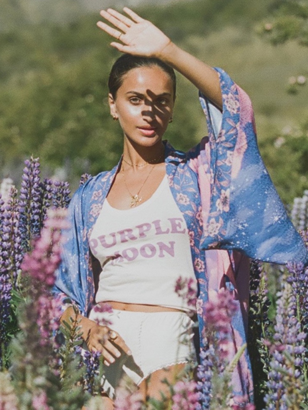 Spell Vintage Purple Moon Crop Tank XS